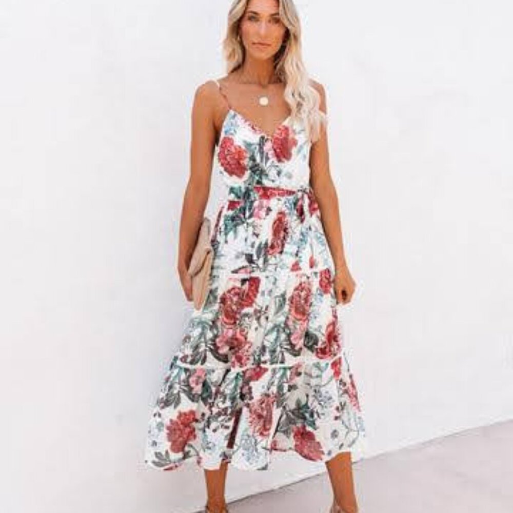 Vici Vintage Soul Floral Tiered Midi Dress